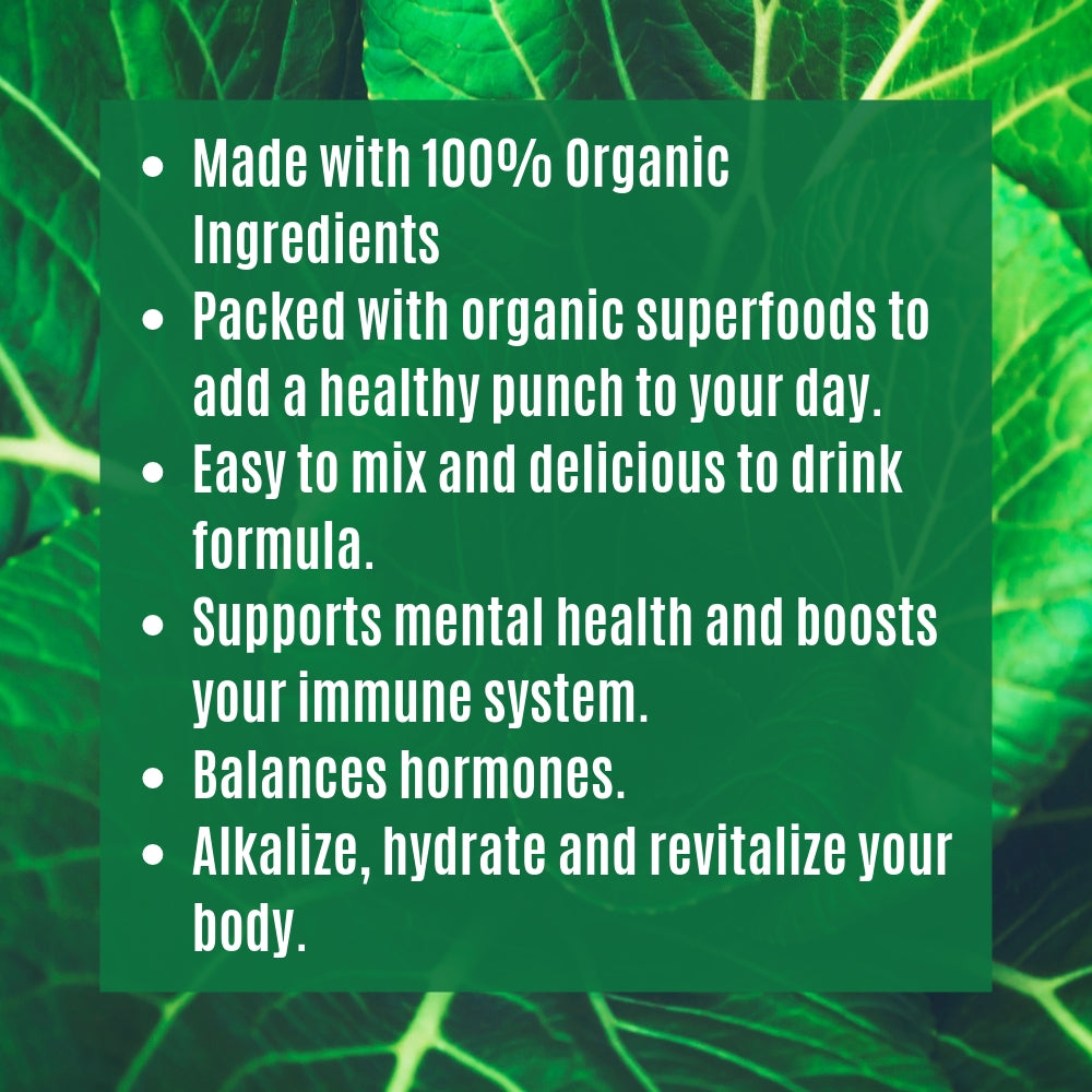 ORGANIC Super Greens + Digestion  (Lemon/Mint - Vegan)  30 Serving